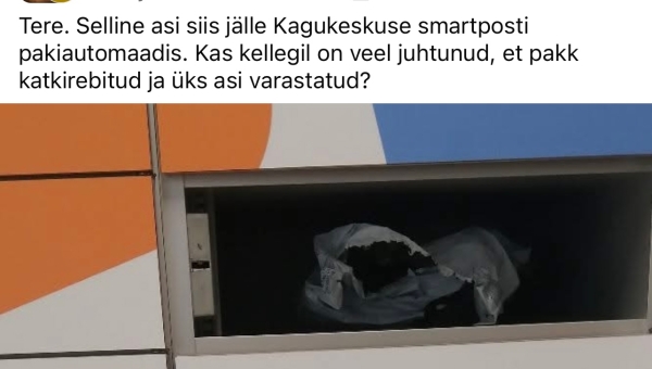 Klient kaebab Kagukeskuses asuva pakiautomaadi sisu korduva kadumise üle